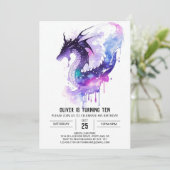 Kinderfeuerdrache zum Geburtstag Einladung (Stehend Vorderseite)