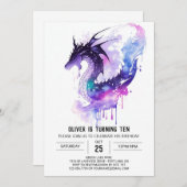 Kinderfeuerdrache zum Geburtstag Einladung (Vorne/Hinten)