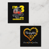 Kinderfeuerwagen 3. Geburtstag Kleinkind Quadratische Visitenkarte (Vorne/Hinten)