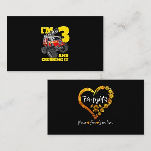 Kinderfeuerwagen 3. Geburtstag Kleinkind Visitenkarte (Vorne/Hinten)