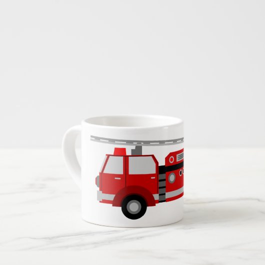 Kinderfiretruck-kleine Keramik-Tasse Espressotasse (Vorderseite Links)