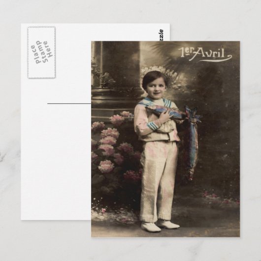 Kinderfisch Poisson d'avril April Fool's Day Postkarte (Vorne/Hinten)