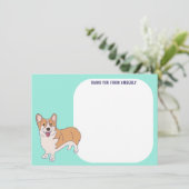 Kinderflache Panel Corgi Vielen Dank Dankeskarte (Stehend Vorderseite)