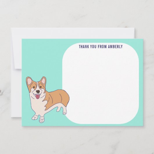 Kinderflache Panel Corgi Vielen Dank Dankeskarte (Vorderseite)