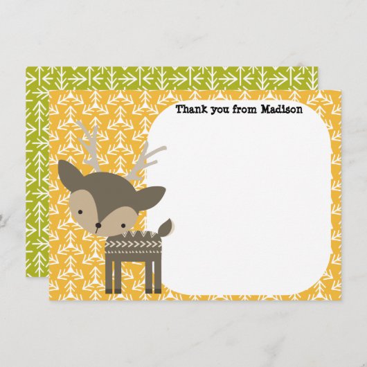 Kinderflache Tafel danke Ihnen Karten Brown Deer (Vorne/Hinten)