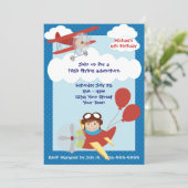 Kinderflieger Geburtstagspartei Einladung (Stehend Vorderseite)