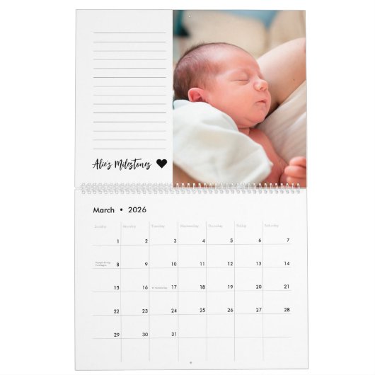 Kinderfotografie-Collage-Familie im ersten Jahr Kalender (Mär 2026)