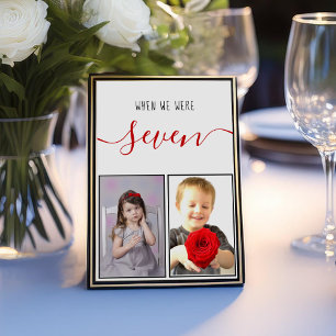 Kinderfotos Alter 7 Moderne rote Schrift Hochzeit Tischnummer