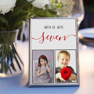Kinderfotos Alter 7 Moderne rote Schrift Hochzeit Tischnummer
