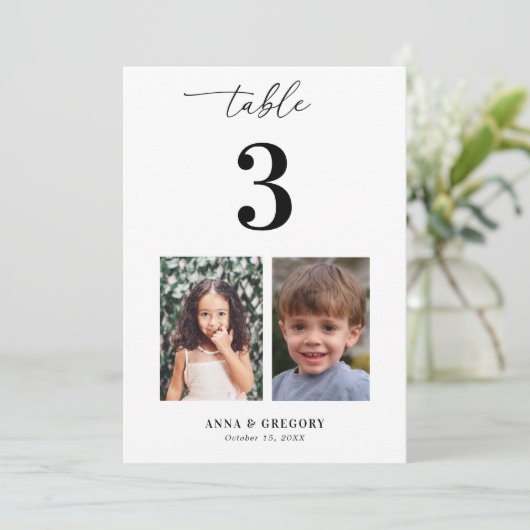 Kinderfotos Fotos Tabelle 3 12x18 Hochzeit Einladung (Stehend Vorderseite)