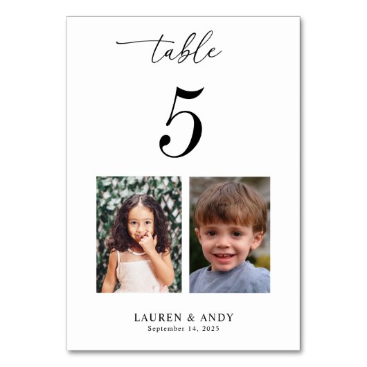 Kinderfotos Fotos Tischnummer 5 Hochzeit (Vorderseite)