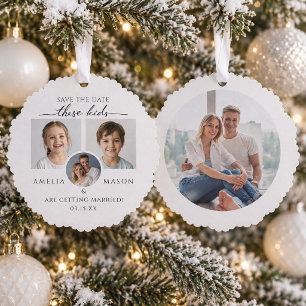 Kinderfotos Hochzeit Save the Date Weihnachten Ornament Karte