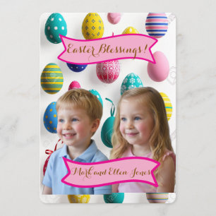 Kinderfotos Ostern bemalte Eier  Feiertagskarte
