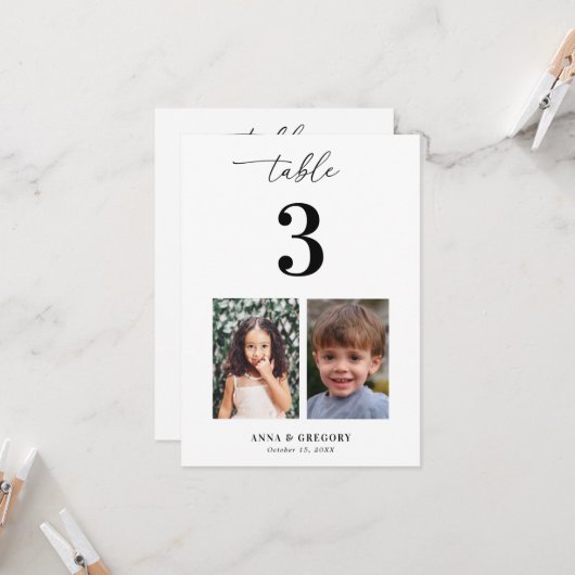 Kinderfotos Tischnummer Hochzeitskartenzeichen (Vorderseite/Rückseite Beispiel)