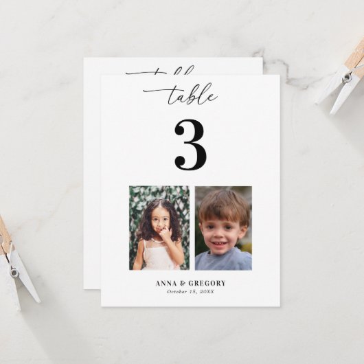 Kinderfotos Tischnummer Hochzeitskartenzeichen (Vorderseite/Rückseite Beispiel)