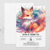 Kinderfox zum Geburtstag Einladung (Vorne/Hinten)