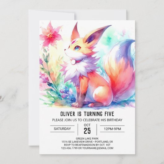 Kinderfox zum Geburtstag Einladung (Vorderseite)