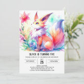 Kinderfox zum Geburtstag Einladung (Stehend Vorderseite)