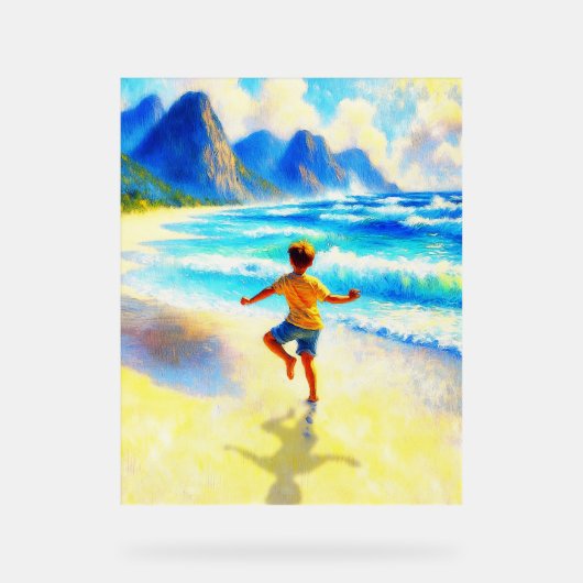 Kinderfreiheitstanz am Strand Acrylschild (Vorderseite)