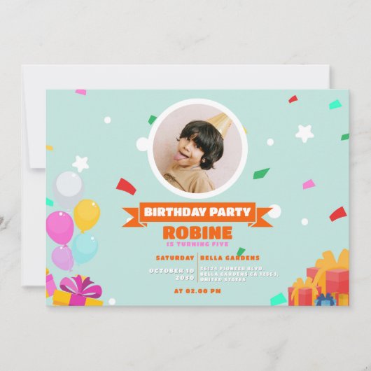 Kinderfreude Einladung zum Geburtstag (Vorderseite)