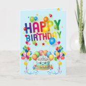 Kinderfreudigkeit Geburtstag - Kuchen & Balloons Karte (Vorderseite)