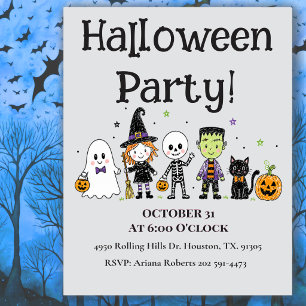 Kinderfreundliche Halloween-Party Einladung