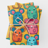 Kinderfreundliche, helle und charmante Ratten Geschenkpapier Set (Beispiel)