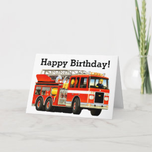 Kinderfreundlicher Red Fire Truck Happy Birthday Karte