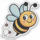 Kinderfreundliches Bienenmaskottchen mit gepunktet Aufkleber (Vorderseite)