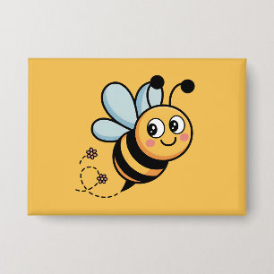 Kinderfreundliches Bienenmaskottchen mit gepunktet Button