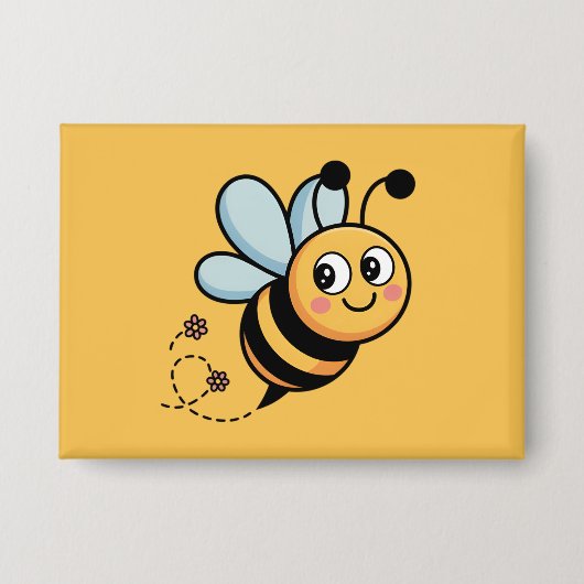 Kinderfreundliches Bienenmaskottchen mit gepunktet Button (Vorderseite)