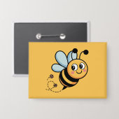 Kinderfreundliches Bienenmaskottchen mit gepunktet Button (Vorderseite/Rückseite)