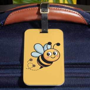 Kinderfreundliches Bienenmaskottchen mit gepunktet Gepäckanhänger