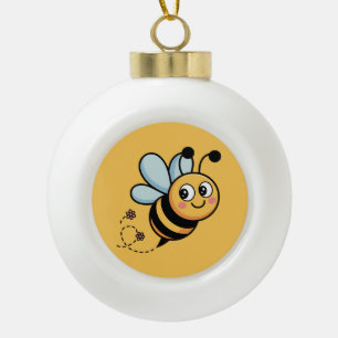 Kinderfreundliches Bienenmaskottchen mit gepunktet Keramik Kugel-Ornament