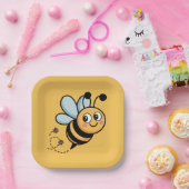 Kinderfreundliches Bienenmaskottchen mit gepunktet Pappteller (Party)