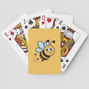 Kinderfreundliches Bienenmaskottchen mit gepunktet Spielkarten