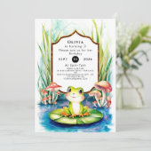 Kinderfrosch zum Geburtstag Einladung (Stehend Vorderseite)