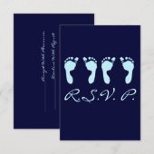 Kinderfußabdrücke (Boy Twins) RSVP Karte (Vorne/Hinten)