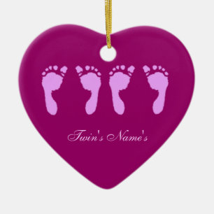 Kinderfußabdrücke (Girl Twins) (Türhänger) Keramikornament