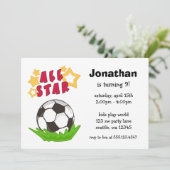 Kinderfußball alle Stern-Geburtstags-Party Einladung (Stehend Vorderseite)