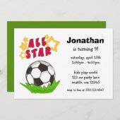 Kinderfußball alle Stern-Geburtstags-Party Einladung (Vorne/Hinten)