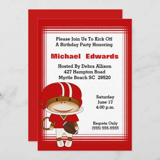 Kinderfußball Einladungen zum Geburtstag (Vorne/Hinten)