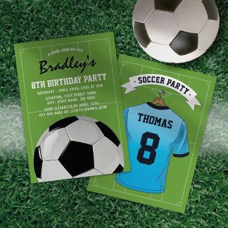 Kinderfußball Geburtstagsparty | Pale Blue Jersey Einladung
