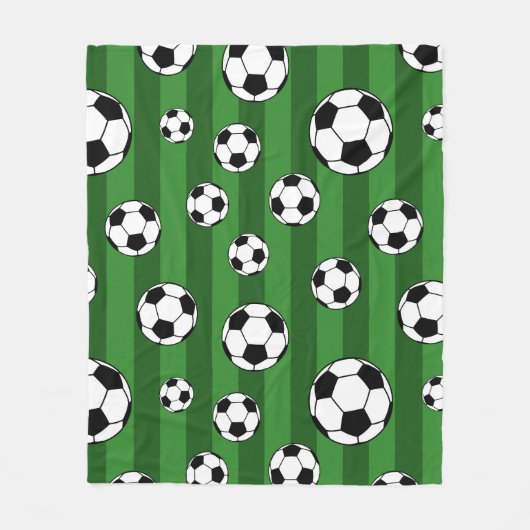 Kinderfußball-Muster auf grünen Streifen Fleecedecke (Vorderseite)
