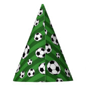 Kinderfußball-Muster auf grünen Streifen Geburtsta Partyhütchen (Rückseite)