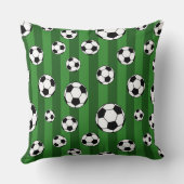 Kinderfußball-Muster auf grünen Streifen Kissen (Rückseite)