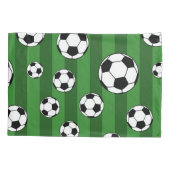 Kinderfußball-Muster auf grünen Streifen Kissenbezug (Rückseite)
