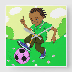 Kinderfußball-Uhr Quadratische Wanduhr