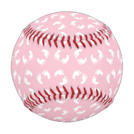 Kinderfußspuren, Babyfuß, Fußspuren, rosa Girl Baseball