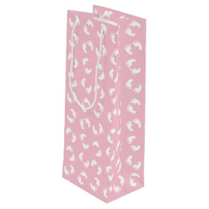 Kinderfußspuren, Babyfuß, Fußspuren, rosa Girl Geschenktüte Für Weinflaschen